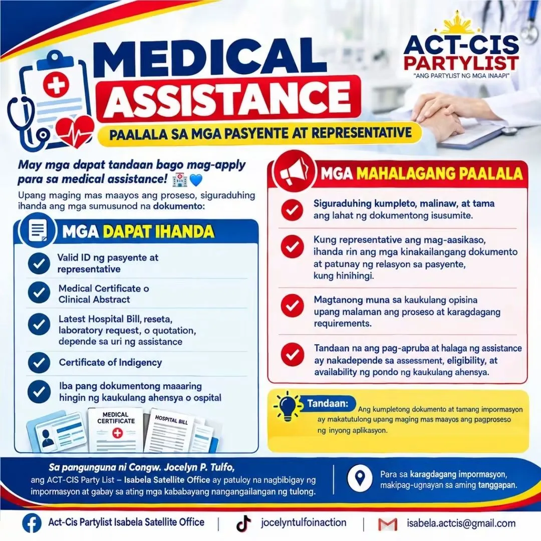 ACT-CIS Party List medical assistance guide: mga dapat ihanda at mahalagang paalala